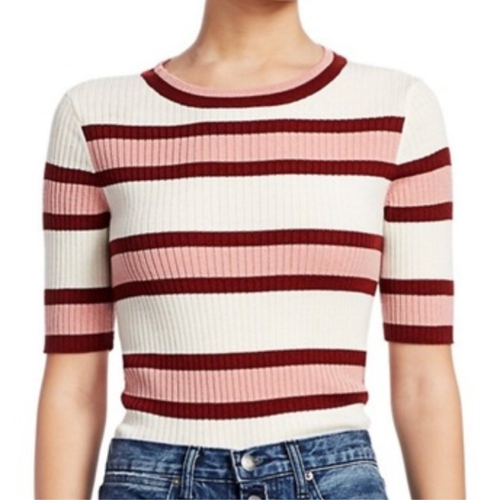 FRAME - Striped Rib-Knit Top